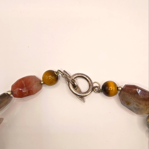 Stone Multi Strand Toggle Clasp Chunky Necklace - Picture 7 of 10